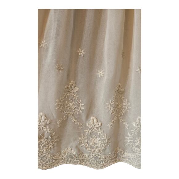 Relativity Womens Blouse LG Tan Embroidered Scallop Cape Sleeves BOHO Peasant - Picture 4 of 9